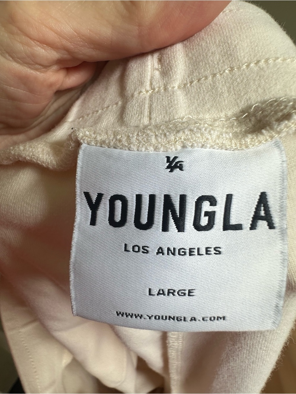 Men's Cream Drawstring Cotton Sweats Shorts - Picture 3 of 4